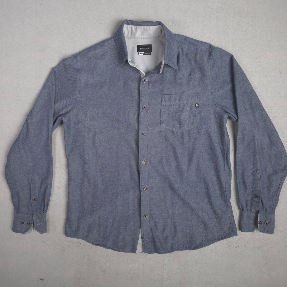 Marmot‎ Men's Blue Chambray Long Sleeve Button Up Shirt Size M